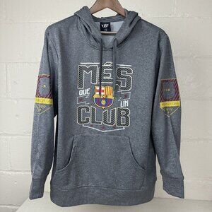 Messi FCB Barcelona Soccer Football Club Hoodie Mes Club Mens Size Large Gray